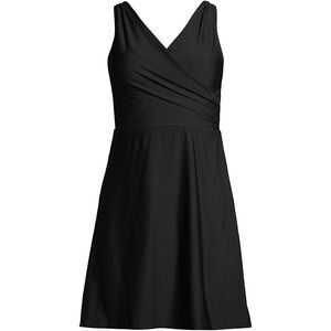 Lands’ End Modest Full Coverage Swim Dress Black Size 8